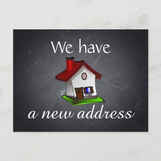 Svart tavla krit tavla retro adressändring meddelande vykort (Framsida)