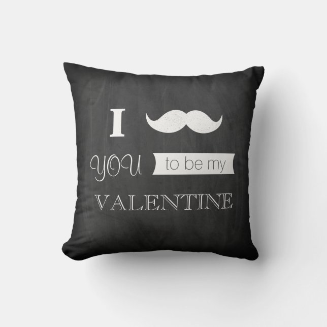 Svart tavla mig mustasch dig som är min valentin kudde (Framsida)