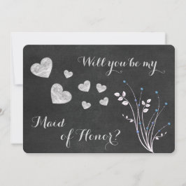 Svart tavla Pärlad Blommig Brudtärna Inbjudan