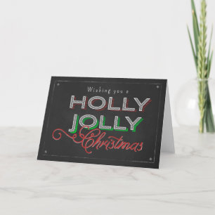 Svart tavla som önskar dig en järnek Jolly jul Helgkort