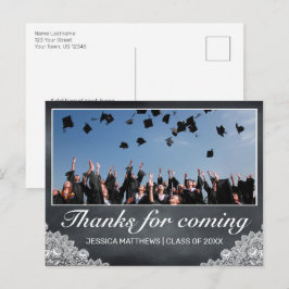 Svart tavla Spets Examen Tack för att du kom Foto Vykort