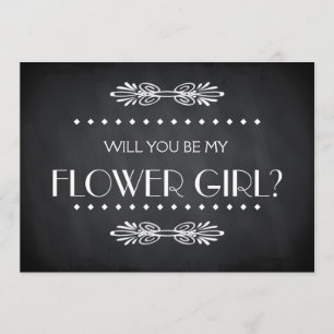 Svart tavla Vill du vara min blomsterflicka Inbjudningar
