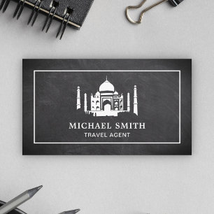 Svart tavla Vit Taj Mahal Resebyrå Visitkort