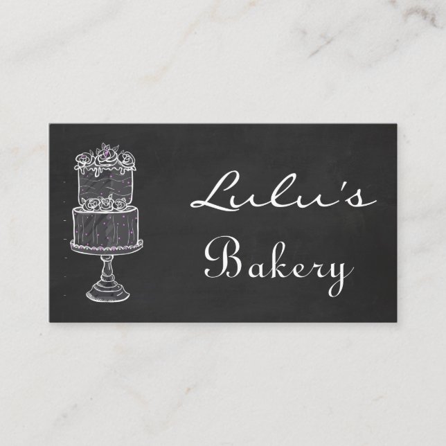 Svart tavlabagerivisitkort med tårtan visitkort (Framsida)