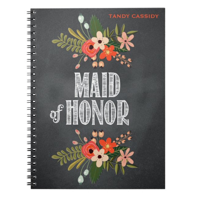 Svart tavlablommigtmaid of honor anteckningsbok (Framsidan)