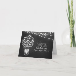 Svart tavlamasonburken & stränger ljus tackar dig tack kort