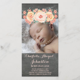 Svart tavlapersikan blommar tackbaby shower tack kort