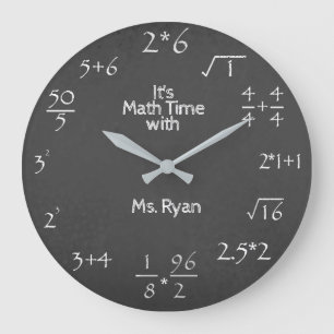 Svart tavlapersonligMath Time Stor Klocka