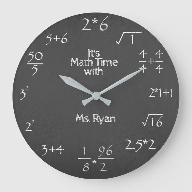 Svart tavlapersonligMath Time Stor Klocka (Framsida)