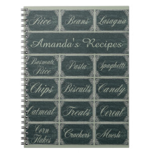 Svart tavlarecept anteckningsbok med spiral