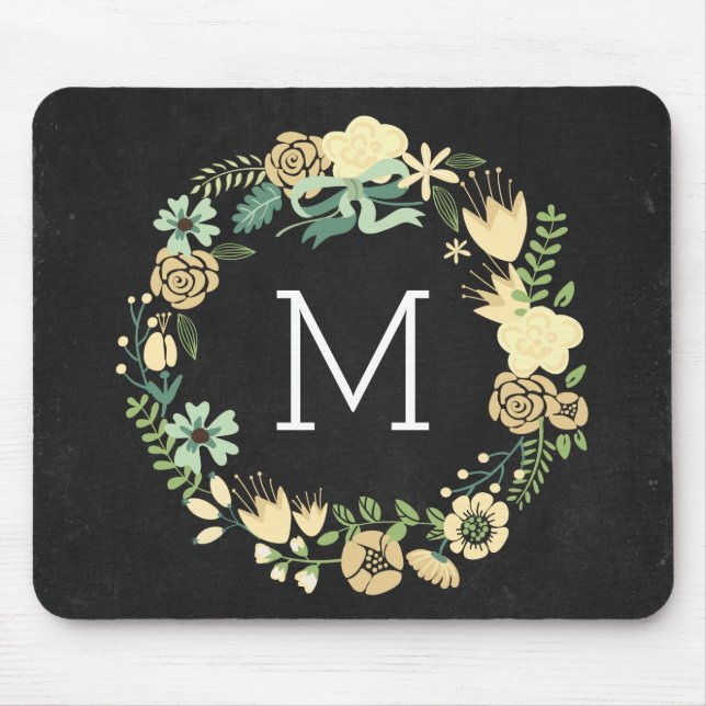 Svart tavlastilMonogram Mousepad Musmatta (Framsidan)