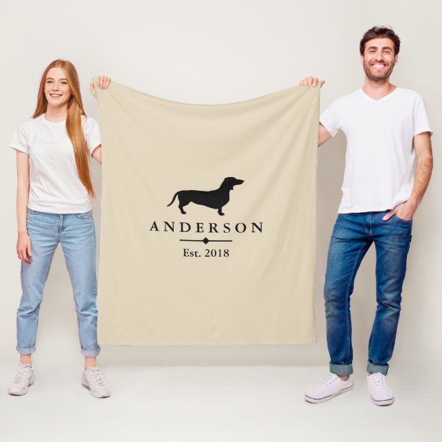 Svart taxSilhouette & personlig för Taupe | Fleecefilt (På plats)