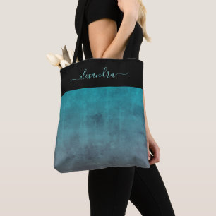 Svart Teal Grått Rustic ombre elegant personlig Tygkasse