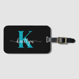 Svart Teal-monogram Bagagebricka