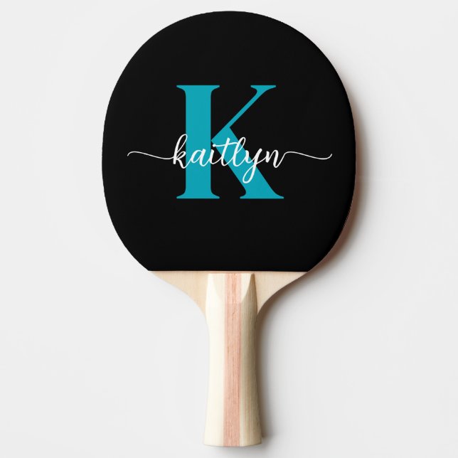 Svart Teal-monogram Pingisracket (Framsidan)
