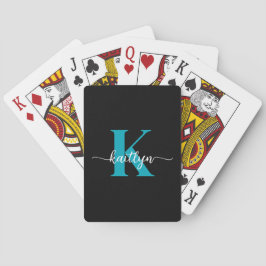 Svart Teal Monogramm Casinokort