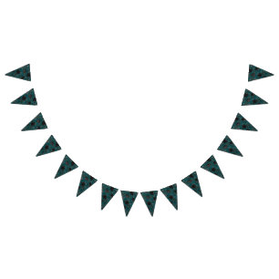Svart Teal Ros Gotisk Elegant Bröllop Vimplar