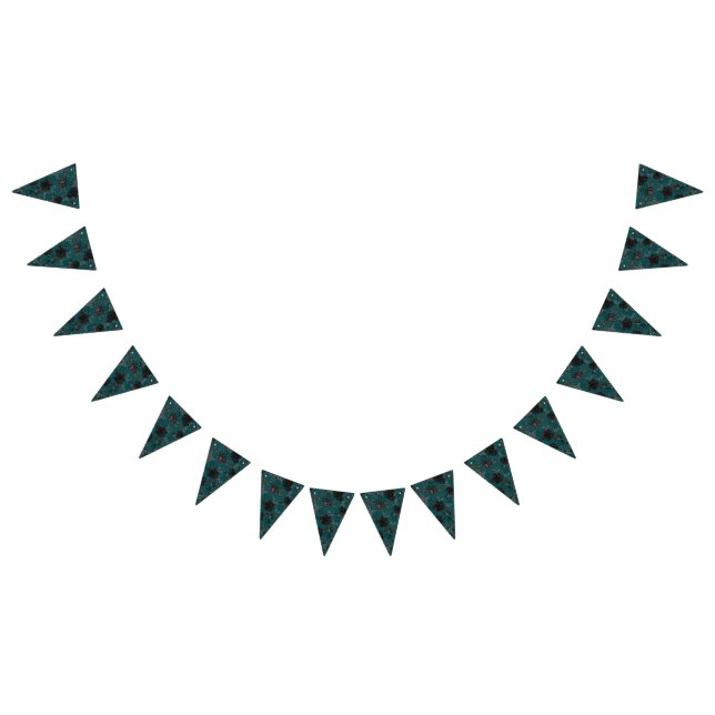 Svart Teal Ros Gotisk Elegant Bröllop Vimplar (Alla)