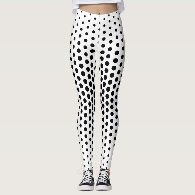 Svart Techno-prickmönster Leggings (Framsida)