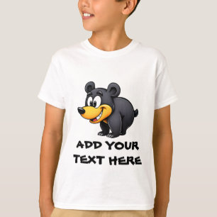 Svart tecknad Bear T Shirt