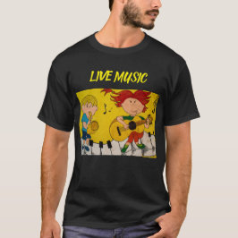 Svart tecknad för musik t shirt