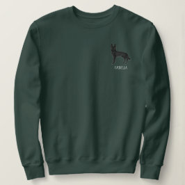 Svart Tecknad Schäferhund Valp Med Anpassad Text T Shirt