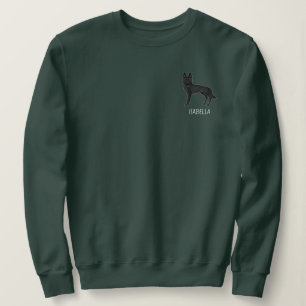 Svart Tecknad Schäferhund Valp Med Anpassad Text T Shirt