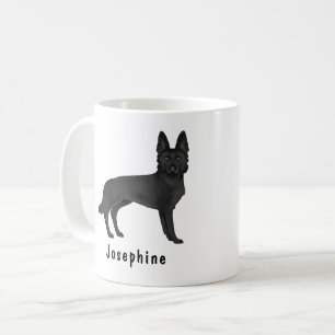 Svart Teckning Av Tysk Shepherd Hund Med Anpassat Kaffemugg