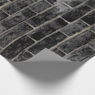 Svart tegelstenväggmönster presentpapper
