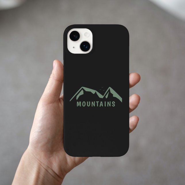 Svart telefonväska med Grönt bergen (Black Phone Case with Green Mountains)