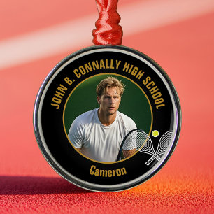 Svart Tennisspelare Foto Julpresent Julgransprydnad Metall