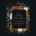 Svart teracotta-blommigt, botaniskt elegant foto julkort<br><div class="desc">Svart teracotta blommigt botaniskt elegant-skript fotokort för God jul helgdag.</div>