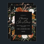 Svart teracotta-blommigt, botaniskt elegant foto julkort<br><div class="desc">Svart teracotta blommigt botaniskt elegant-skript fotokort för God jul helgdag.</div>