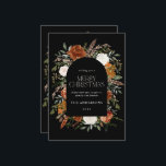 Svart teracotta-foto botaniska eleganter julkort<br><div class="desc">Svart teracotta blommigt botaniskt elegant Arch-fotokort för God jul helgdag.</div>