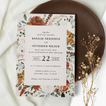 Svart terracotta blommigt elegant modern invi inbjudningar<br><div class="desc">Rustic vattenfärgsbröllopsinbjudan till blommigten. Med vacker rost,  teracotta,   rosa,  svart och sage grönt pampas gräseucalyptus vattenfärgdetaljer. Den här moderna bröllopsinbjudan kommer säkert att sätta stil för din stora dag.</div>