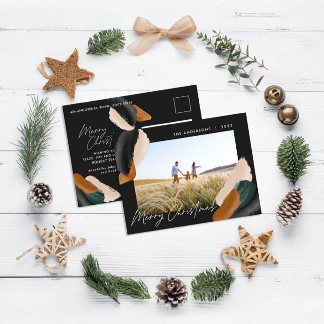 Svart terracotta - modernt, minimalt vattenfärgat  helg vykort (Skapare uppladdad)