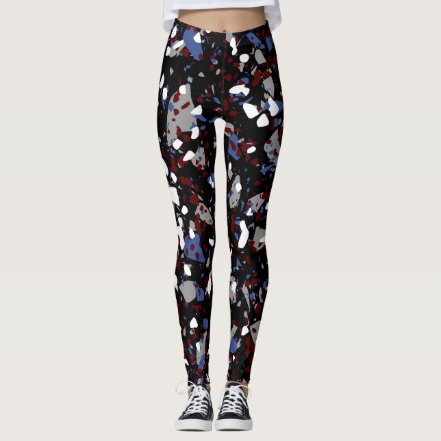 Svart Terrazzo Leggings (Framsida)