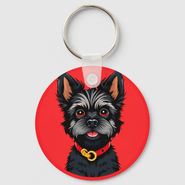 🐶 Svart Terrier Valp För Daglig Bärstil 🐶 Nyckelring (Framsida)