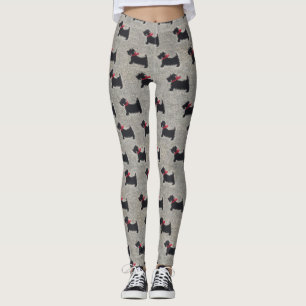 Svart Terrierdamasker för sticka Leggings
