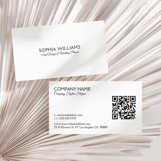 Svart Tex QR-kod för enkel minimalistisk design Visitkort (Skapare uppladdad)