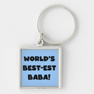 Svart text Bästa Baba T-shirts och gåvor Fyrkantig Silverfärgad Nyckelring