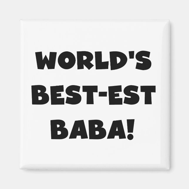 Svart text Bästa Baba T-shirts och gåvor Magnet (Framsidan)