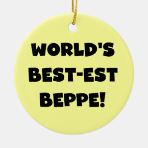 Svart text, bästa Beppe T-shirts och gåvor Julgransprydnad Keramik