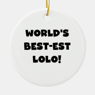 Svart text, bästa Lolo T-shirts och presenter Julgransprydnad Keramik