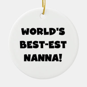 Svart text Bästa Nanna T-shirts och Gåvor Julgransprydnad Keramik