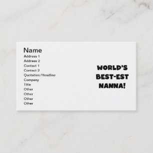 Svart text Bästa Nanna T-shirts och Gåvor Visitkort