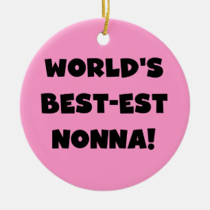 Svart text, bästa nonna T-shirts och presenter Julgransprydnad Keramik