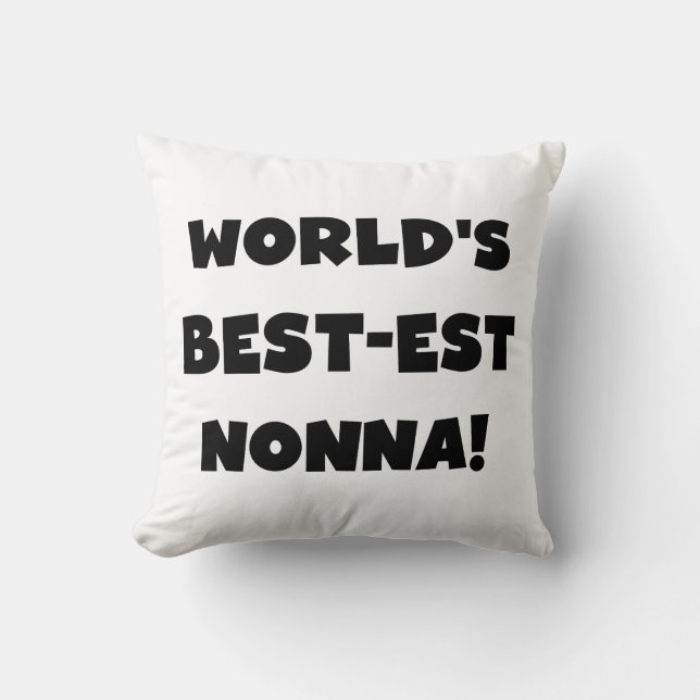Svart text, bästa nonna T-shirts och presenter Kudde (Framsida)