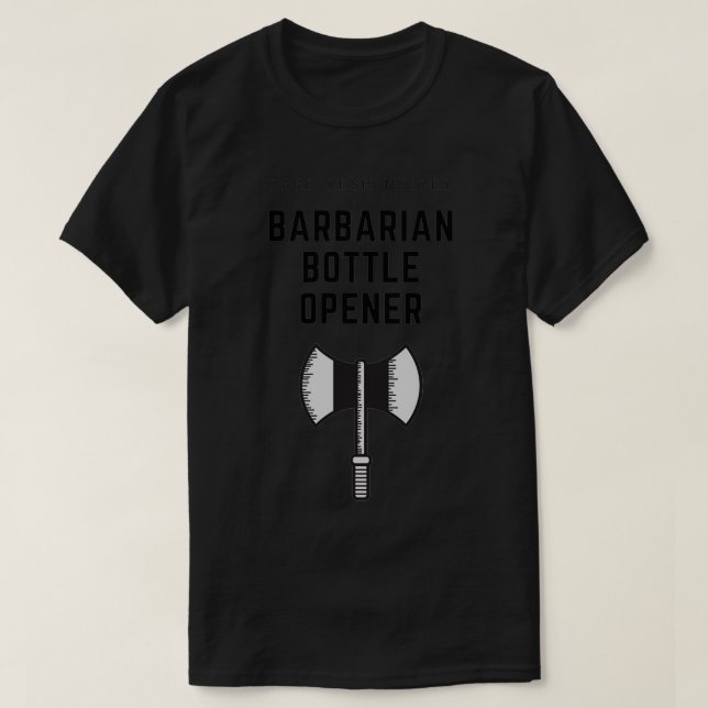 Svart text för Barbarian Flaska-öppnare T Shirt (Design framsida)