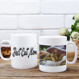 Svart text för bästa Kat Mamma-foto Kaffemugg